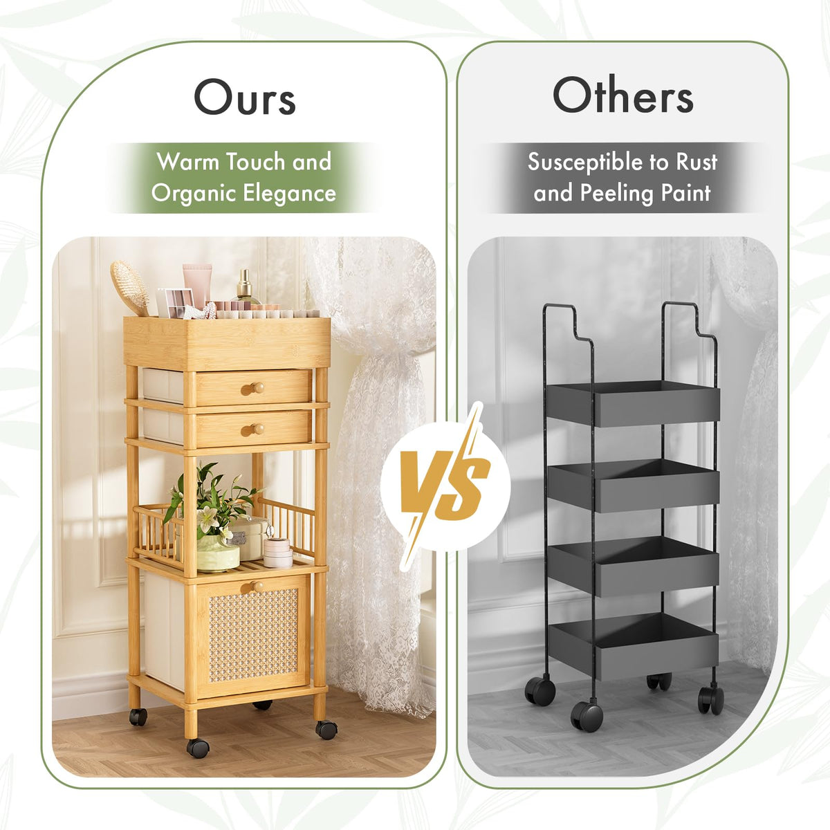 Amazer bamboo cart lightweight and easy to move across rooms