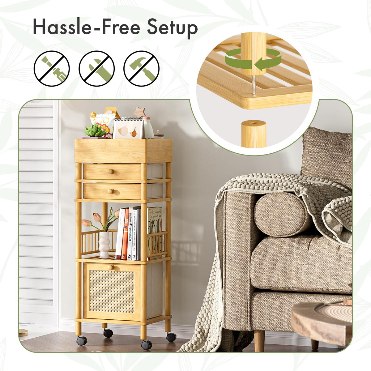 Amazer cart space-saving design fits small bathrooms or bedrooms