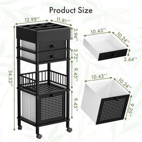 Amazer rolling vanity cart with 360-degree wheels for smooth mobility.