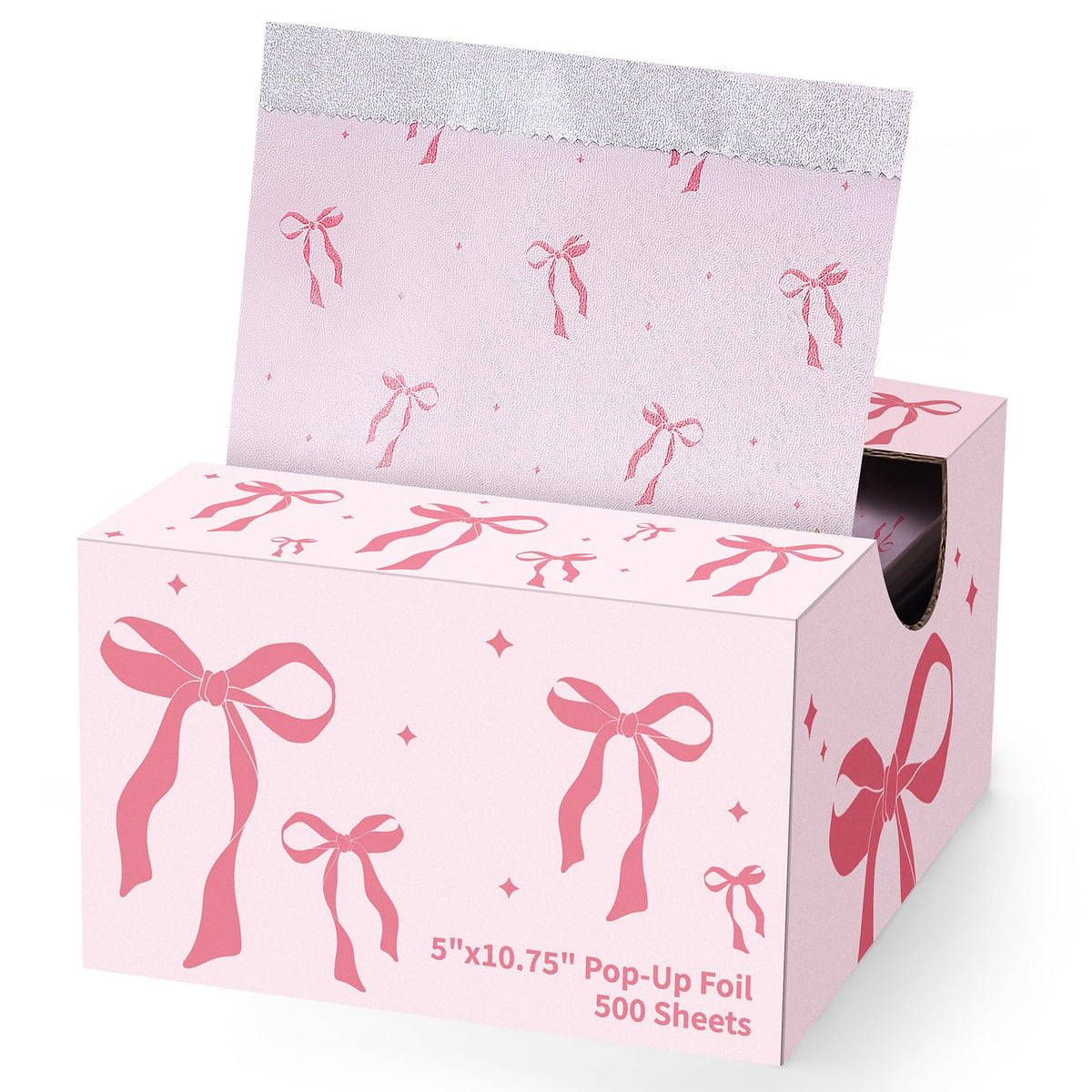 AmazingSpark pink bow hair foil in a pop-up dispenser for quick highlighting.