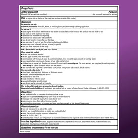 Amazon Basic Care minoxidil 5% foam label highlighting active ingredient.