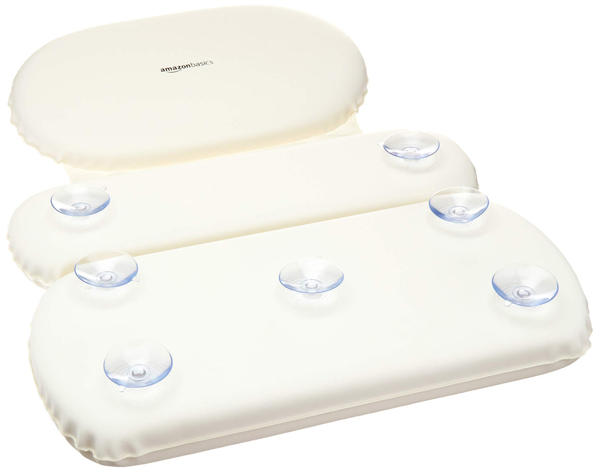 Amazon Basics pillow features waterproof PVC exterior and flexible foam.