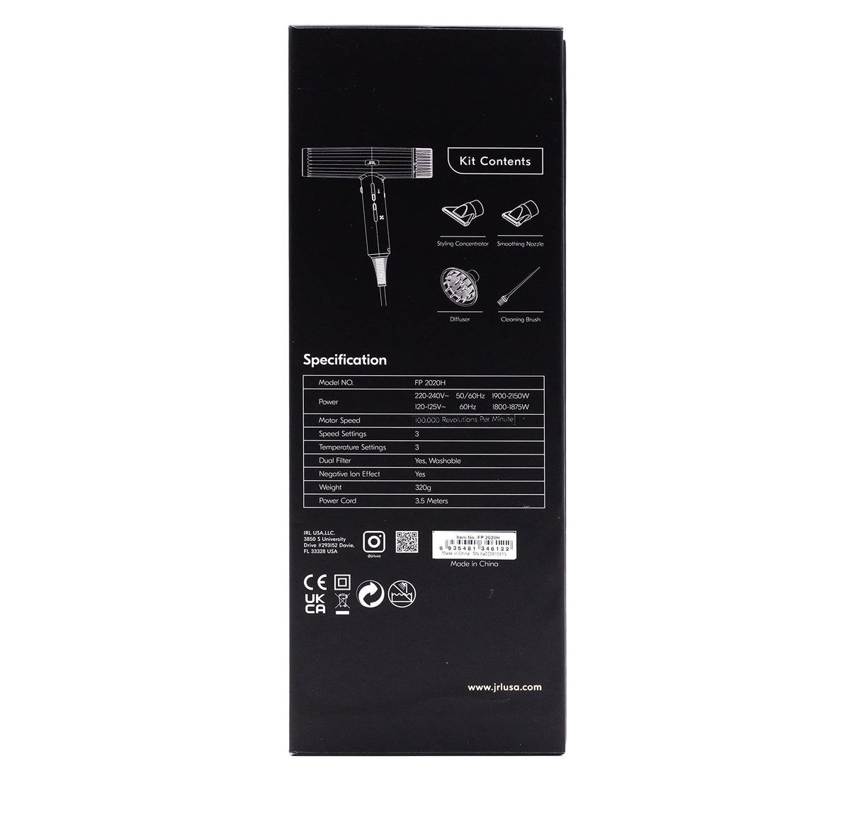JRL Forte Pro Dryer compact dimensions for easy handling and storage.