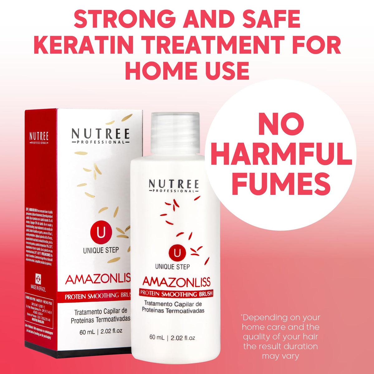 Amazonliss packaging box signaling no-formaldehyde formula and salon-grade results