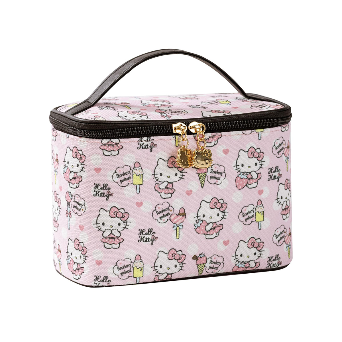 AmBealla cosmetic bag with pink brush holder keeps brushes clean and organized.