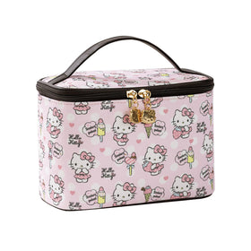 AmBealla cosmetic bag with pink brush holder keeps brushes clean and organized.