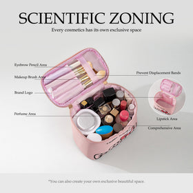 AmBealla durable fabric makeup bag resists wear and tears for long-lasting use.