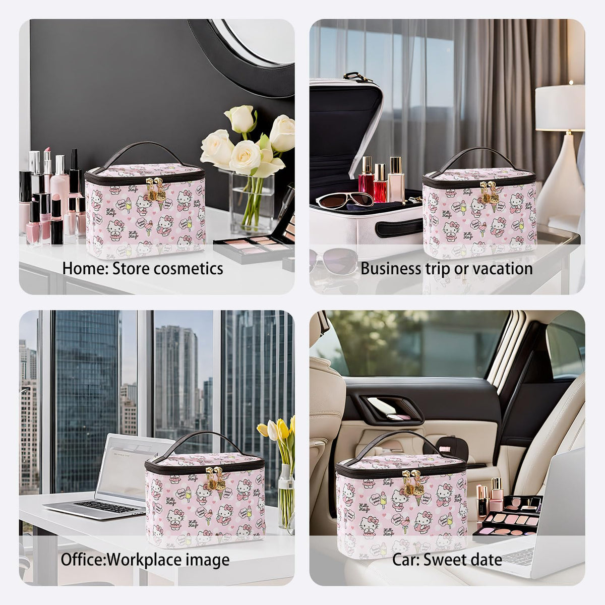 AmBealla makeup bag measures 8.66 by 4.92 by 6.1 inches for easy packing.