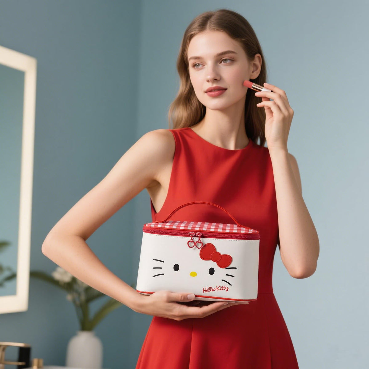 AmBealla makeup bag uses two-way zippers for quick access during trips.