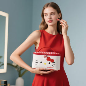 AmBealla makeup bag uses two-way zippers for quick access during trips.