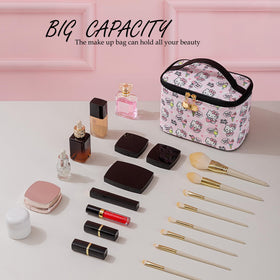 AmBealla makeup travel case features a large middle space for daily cosmetics.