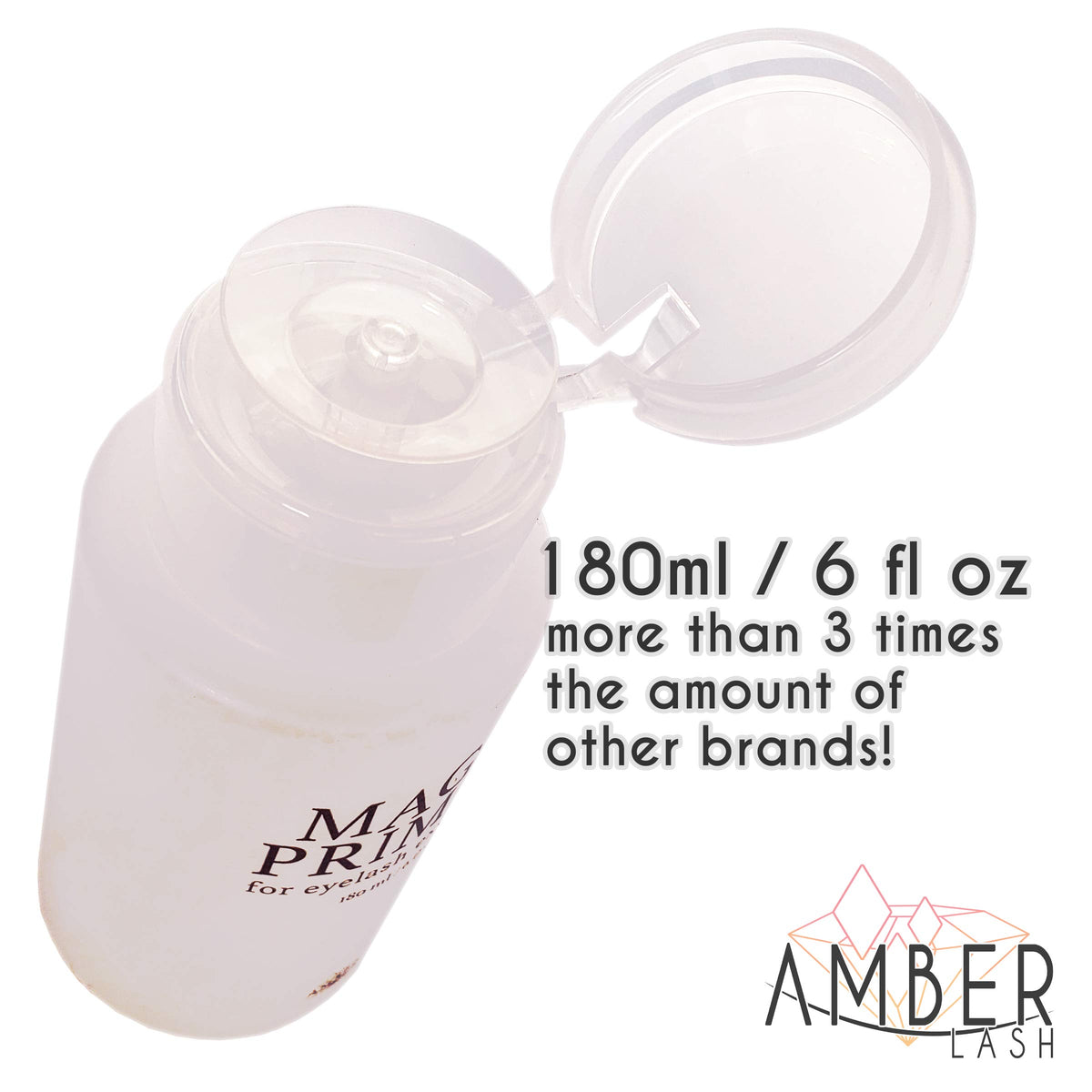 Amber Lash Magic Primer glides on to remove oil and residue for smoother application.