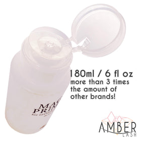 Amber Lash Magic Primer glides on to remove oil and residue for smoother application.