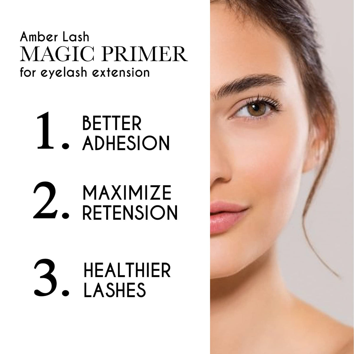 Amber Lash Magic Primer packaging highlights a pro lash prep solution for stronger bonding.