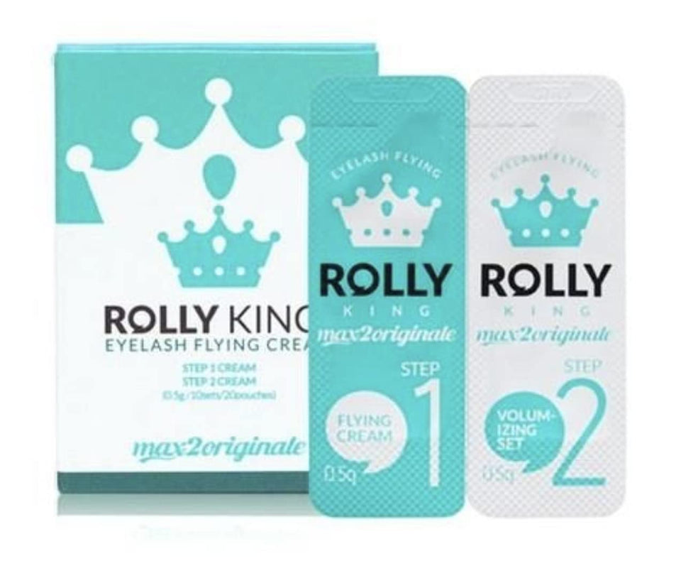 Amber Lash Rolly King Step 1 packaging showcases hygienic perm preparation for professional use.