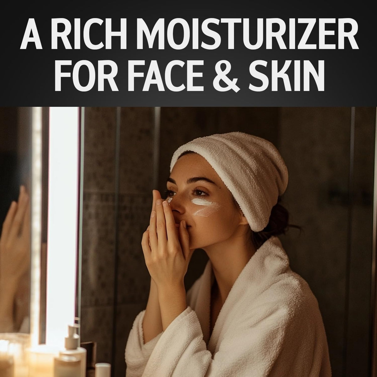 Application close-up of Amber & Misk balm on skin for smooth moisture.