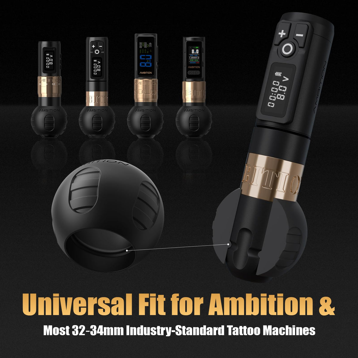 Ambition ergonomic grip cover design offers comfortable handling during extended sessions
