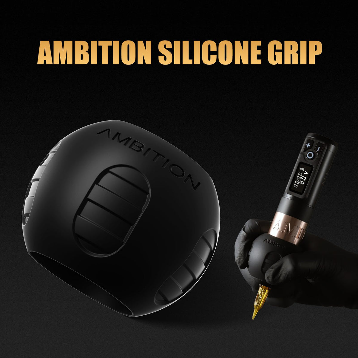 Ambition grip cover outside texture close-up, non-slip surface for steady tattooing