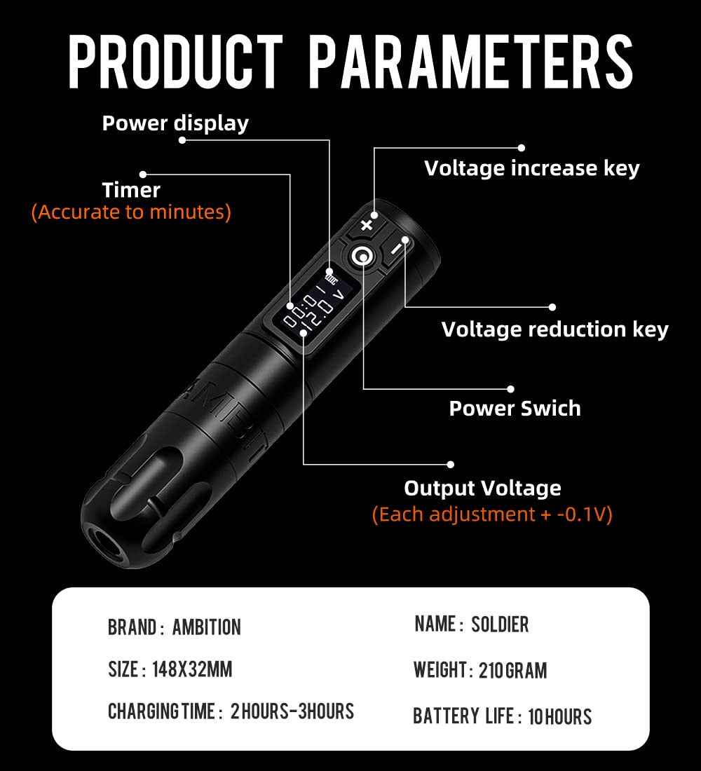 Ambition Soldier coreless motor for smooth power and minimal heat