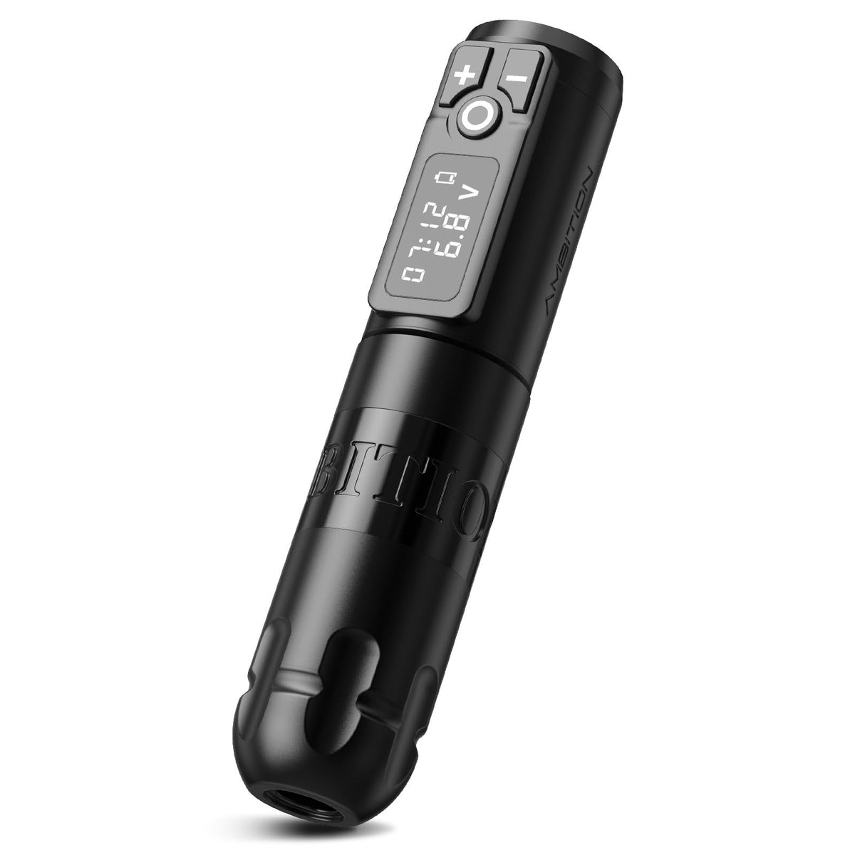 Ambition Soldier rotary tattoo pen front view with comfortable grip and balanced weight.