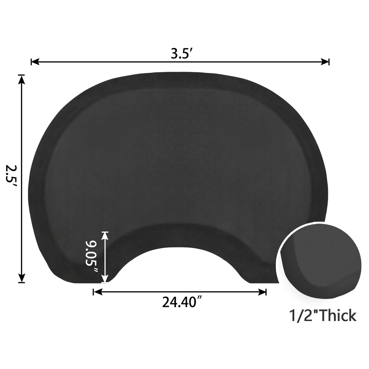Beveled edge detail on AMCOMFY mat blends with floor for safety.