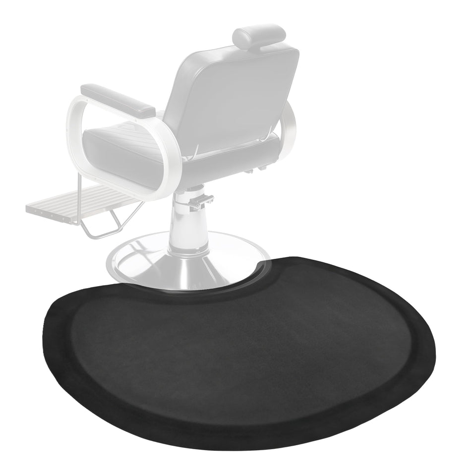 AMCOMFY semi-circle salon mat top view showing ample standing space for stylists.