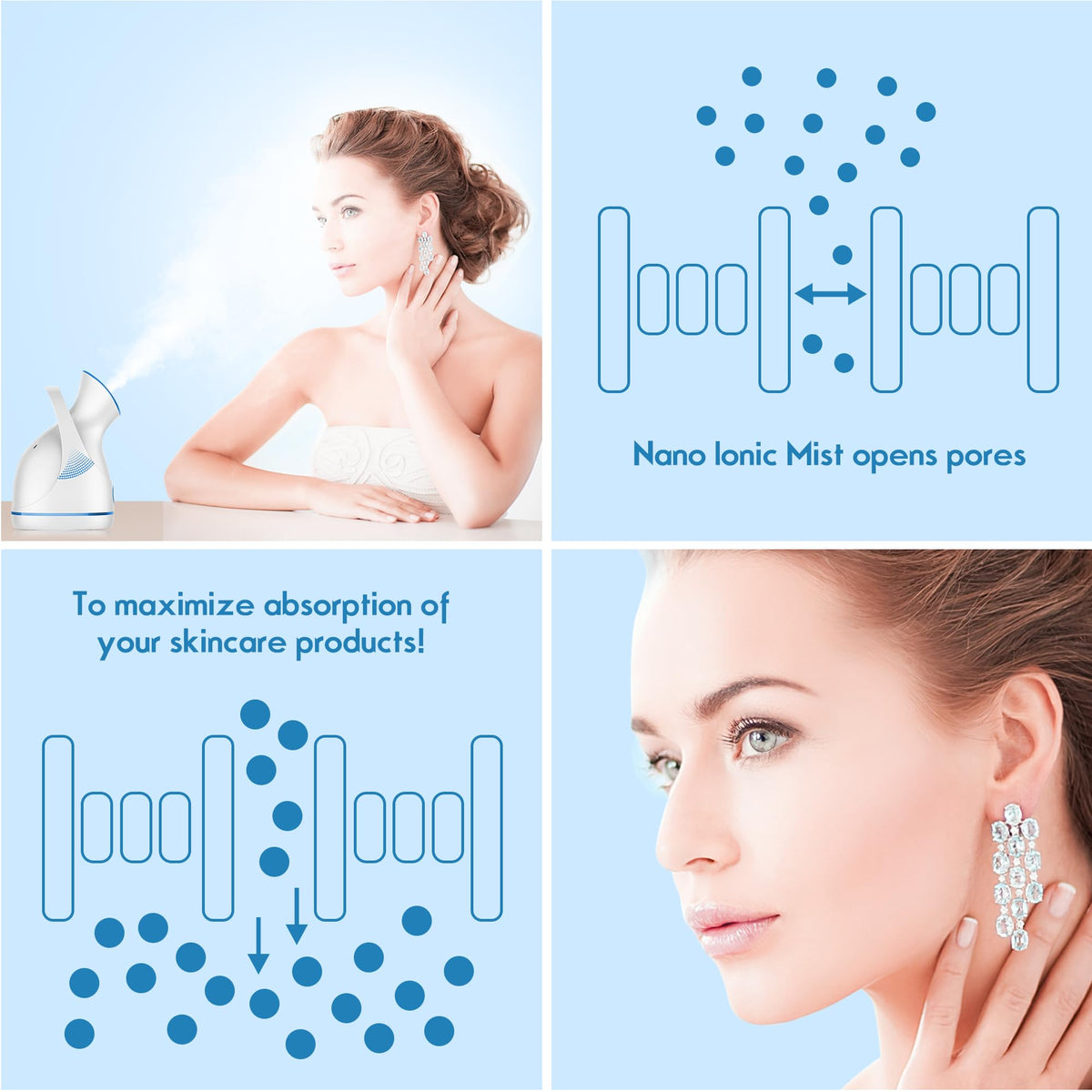 Amconsure blue-design facial steamer on vanity for self-care.