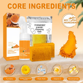 Amdele Turmeric Cleansing Pads infused with turmeric for daily exfoliation.