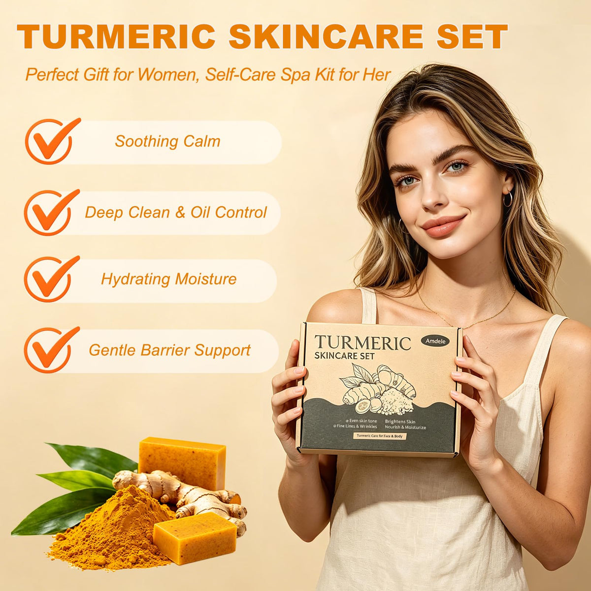 Amdele Turmeric Wash Care soft bristles gently lifting impurities and refining texture.