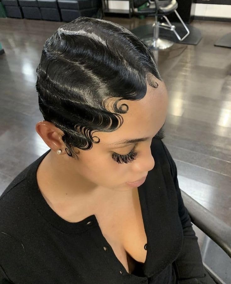 Amecire finger-wave wig color options offer versatile styling choices for different looks.