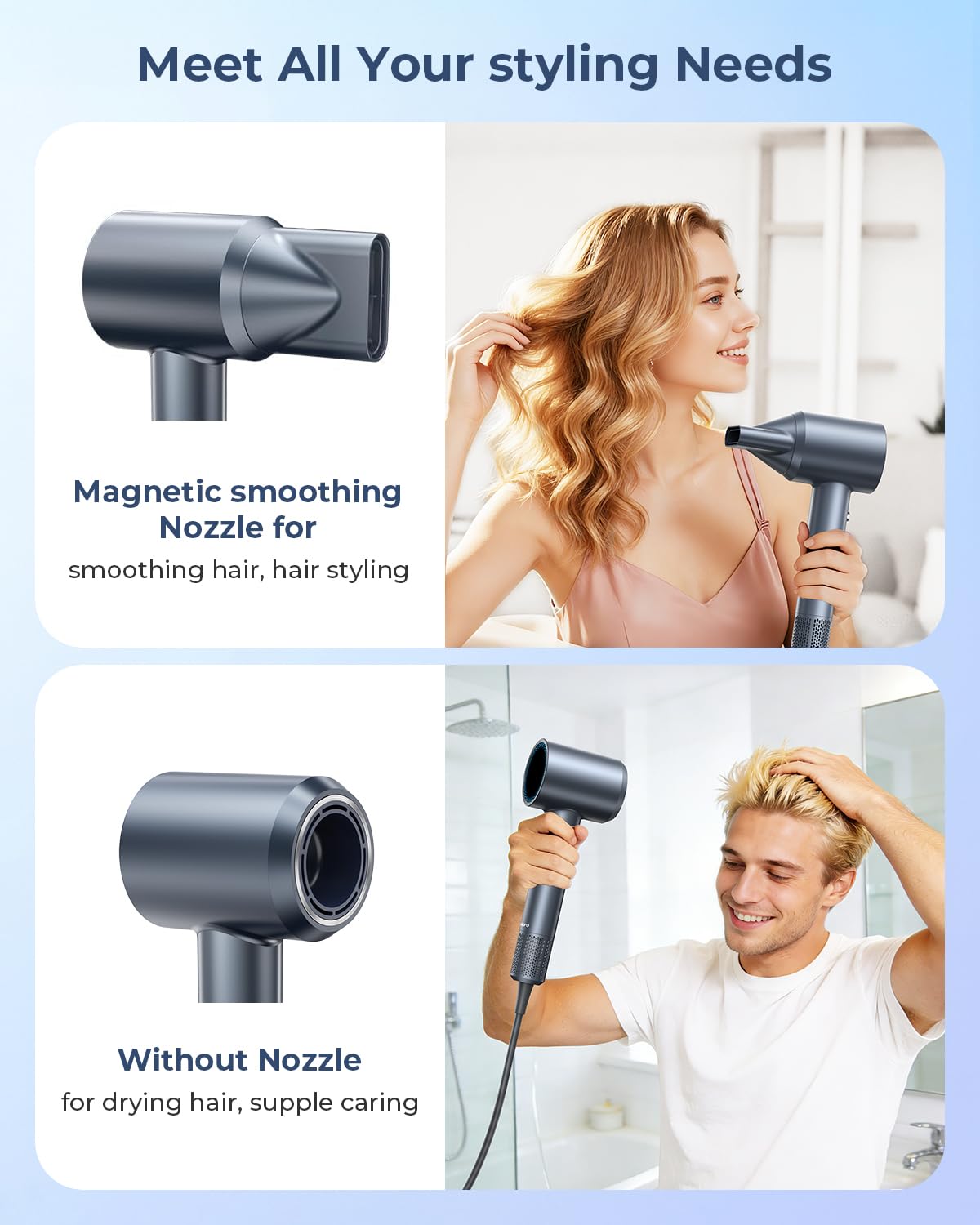 AMEIFU hair dryer lightweight handle enables easy travel.