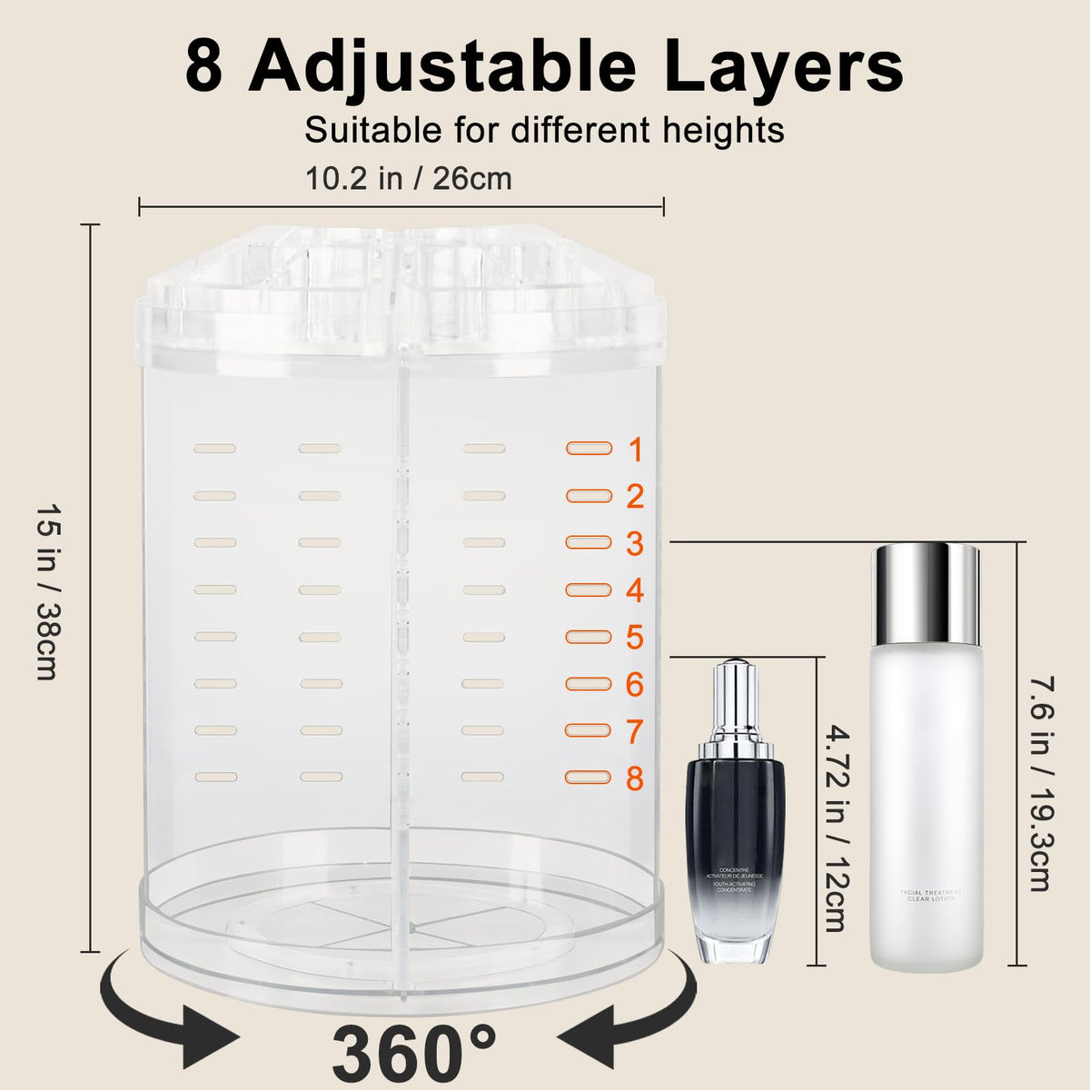 AMEITECH large-capacity organizer holds brushes and skincare within reach.