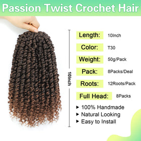 AMELI Passion Twist crochet hair 8inch pack highlights lightweight, comfortable wear.