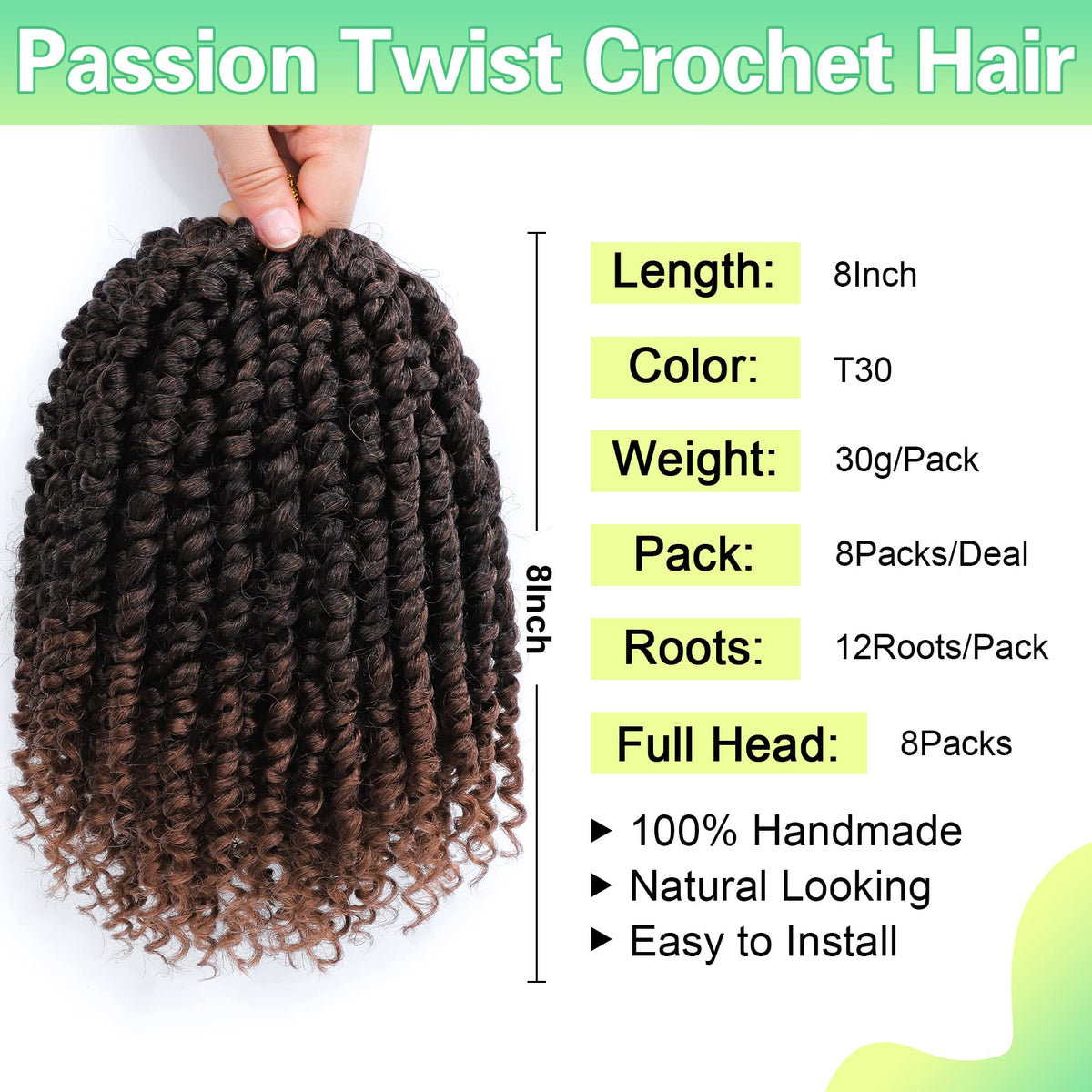 AMELI Passion Twist 8-inch, lightweight fibers for comfortable all-day wear