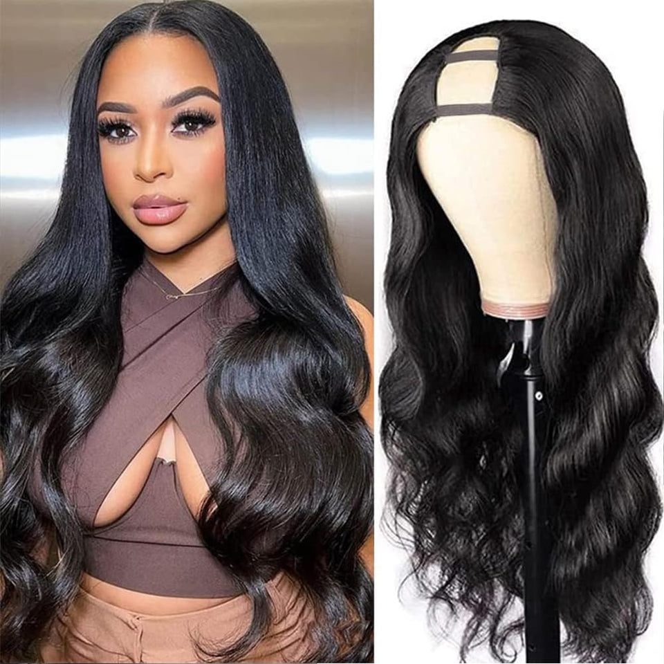 Amella 20-inch U Part wig front view with natural part for easy daily styling