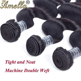 Amella Hair double-machine-weft closeup shows durable, tangle-free construction.