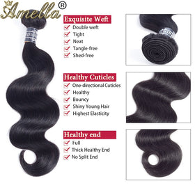 Amella Hair 20-inch Brazilian body wave bundle enhances natural texture and fullness.