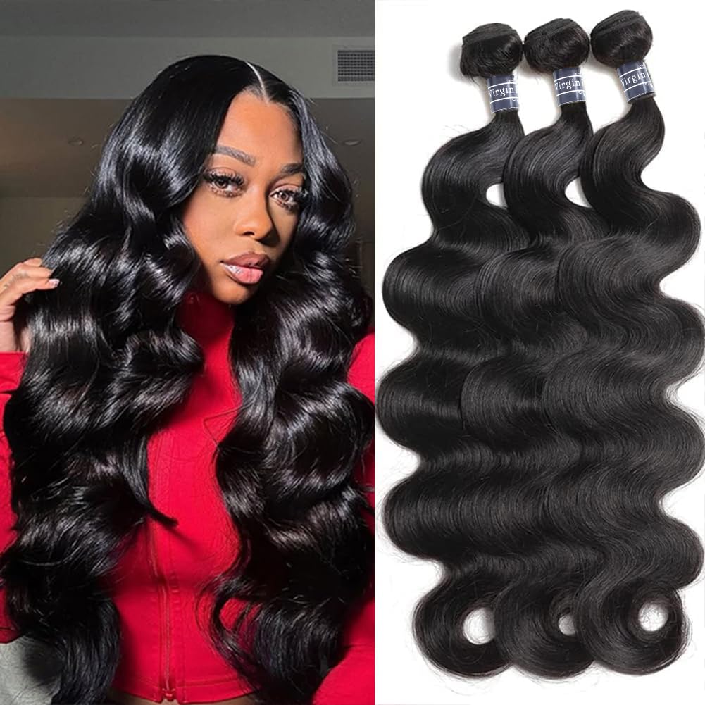 Amella Hair virgin Brazilian body wave 22-inch bundle for added length and volume.