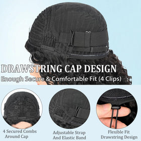 Amella glueless cap with four combs for secure fit