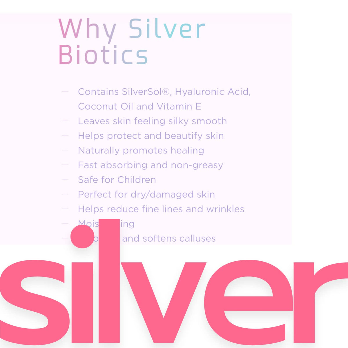 SilverSol 20 PPM bottle close-up suggests potent, gentle skin support