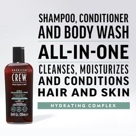 AMERICAN CREW 3-in-1 Chamomile & Pine shampoo lather forming on skin for cleansing.