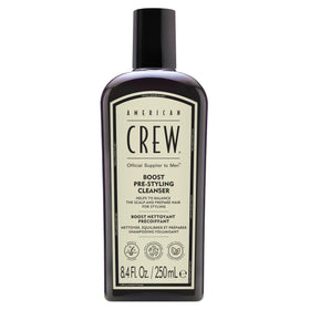 AMERICAN CREW Boost Shampoo bottle front, vegan pre-styler benefits for fine hair.