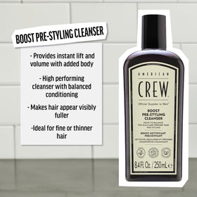 AMERICAN CREW Boost Shampoo rich foam forms during wash, signaling thorough cleansing.