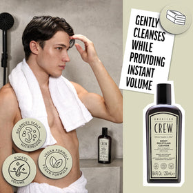 AMERICAN CREW Boost Shampoo close-up of scalp balance suggests healthier-feeling hair.