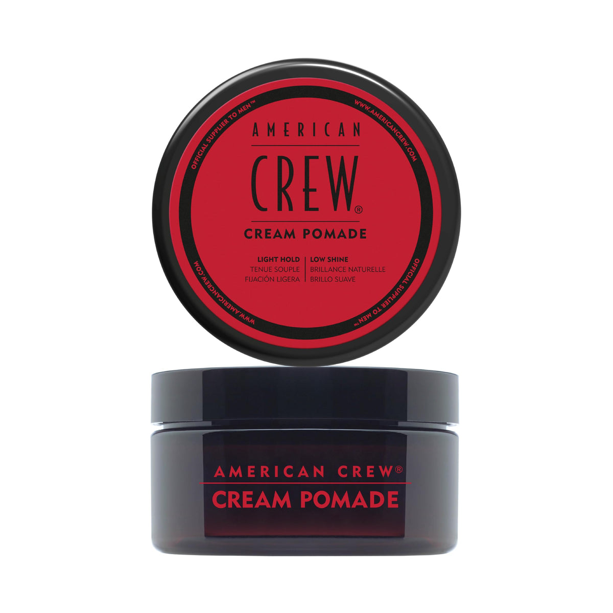 American Crew Cream Pomade tube front view for natural, light-hold styling.