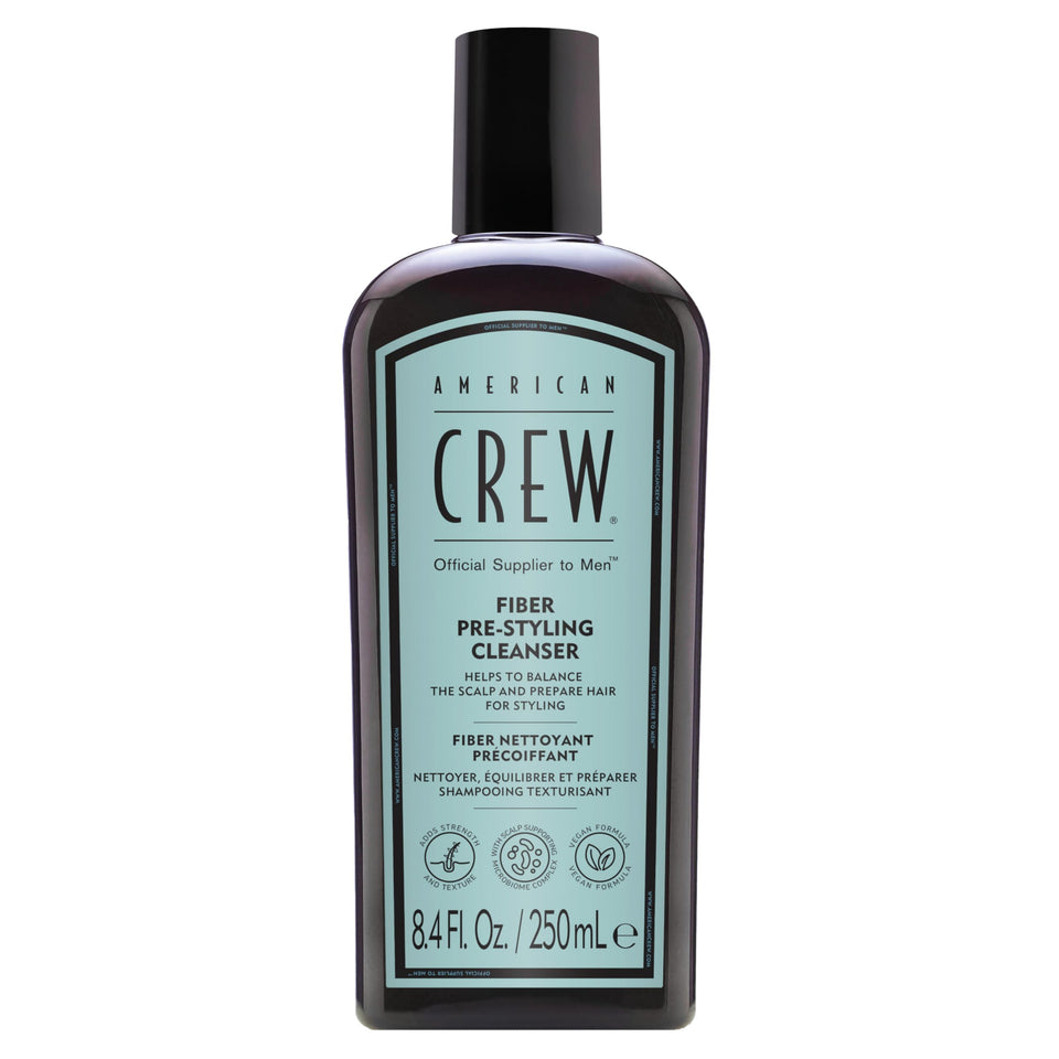 American Crew Fiber Shampoo close-up for damaged hair showing strengthened strands