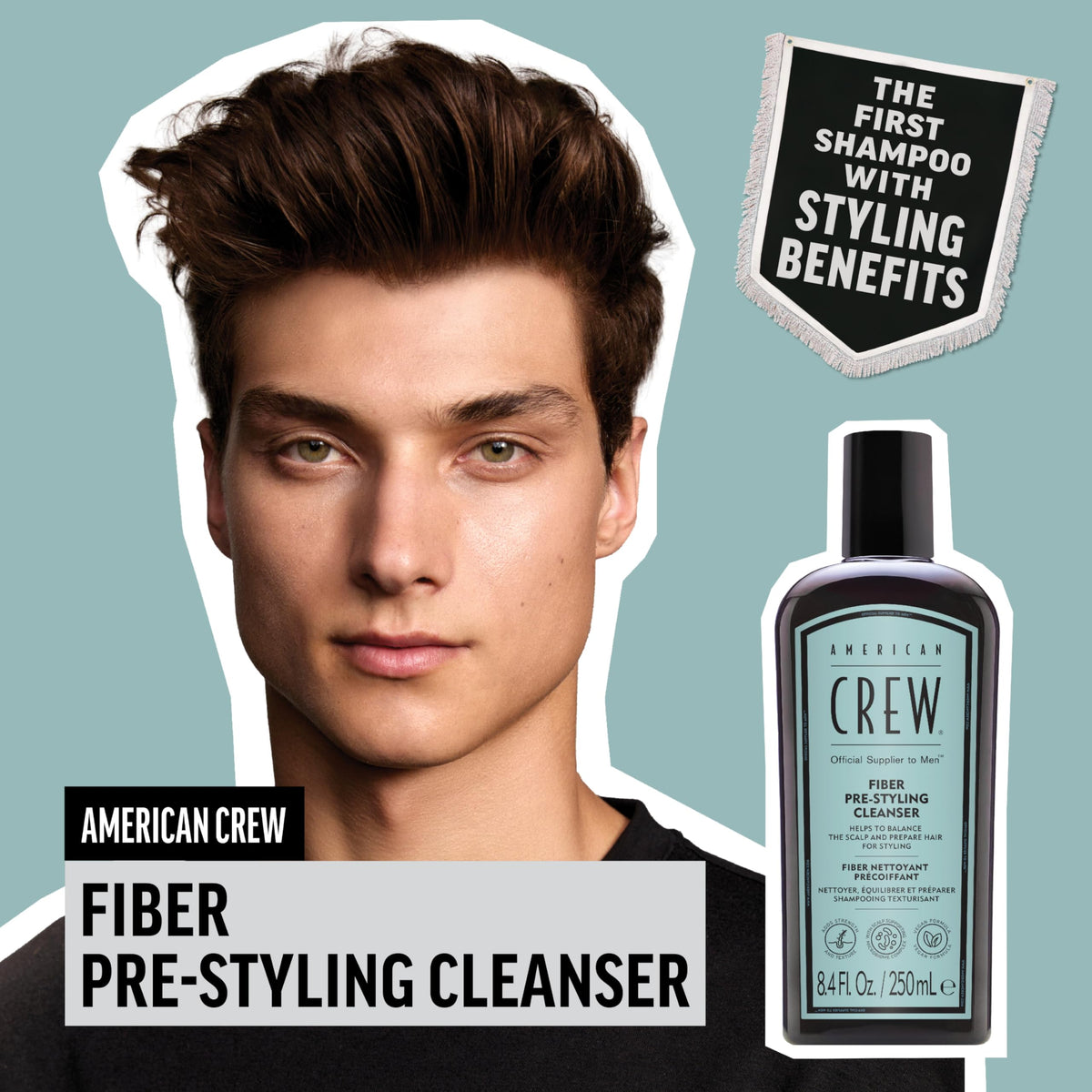 American Crew Fiber Shampoo foamy lather illustrating cleansing and soft texture