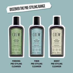 American Crew Fiber Styling Puck pairing guidance image for pre-styling prep