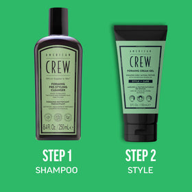 Packaging display of American Crew Forming Cream Gel bottle