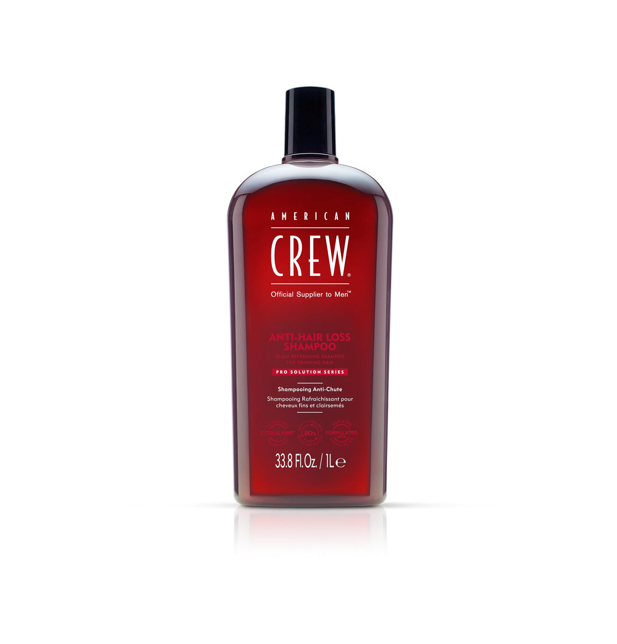American Crew fortifying shampoo bottle refreshing thinning hair and scalp for added volume